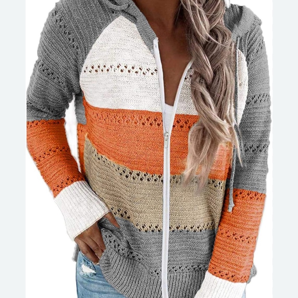 Striped Hooded Women's Sweater